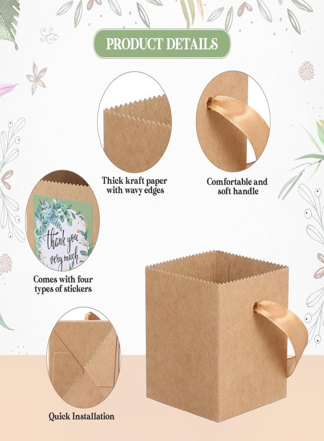 DARCKLE 24pcs Succulent Wrap Bags Bulk,with 4 Styles Thank You Stickers，Mini Kraft Paper Succulent Gift Box Basket,Succulent Gift Box Fits 2.5 Inch Pots Wedding, Baby Shower, Succulent Party Favors for Guests - Image 4